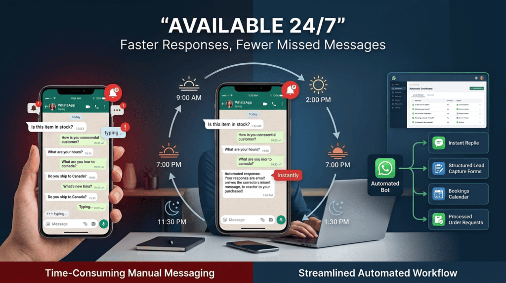 Illustration about measuring time saved by WhatsApp automation