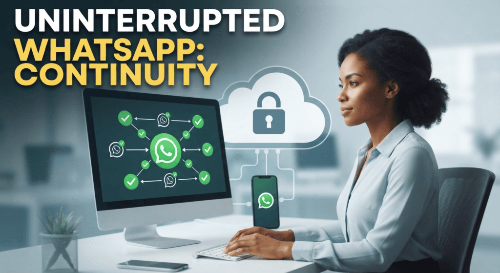 Illustration about WhatsApp Business continuity during phone or connection issues