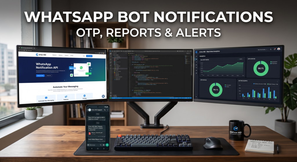Illustration about order notifications and secure message handling