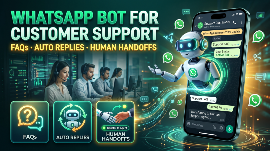 Illustration about customer support automation and human handoff